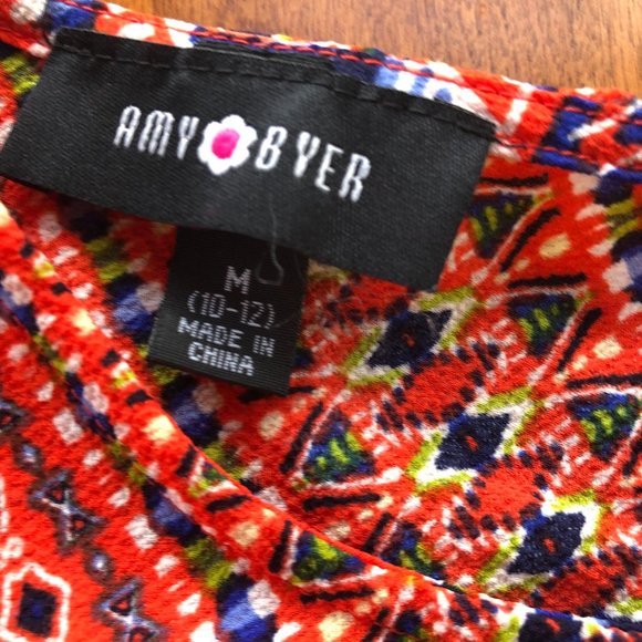 Amy Byer Coral Cold Shoulder Dressy Blouse - Picture 3 of 5